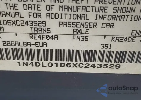 1999 Nissan Altima Gle/Gxe/Se/Se-L/Xe из США, поврежденный, VIN 1N4DL01D6XC243529